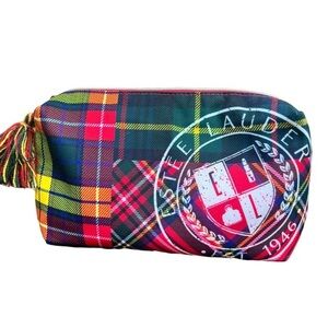 Estee Lauder Cosmetic Bag with Tartan Design with makeup/skincare set